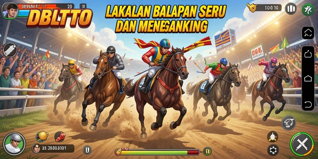 Gameplay DBLTOTO yang mendebarkan dengan mobil balap yang melaju kencang.