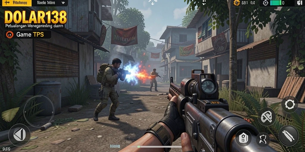 Screenshot gameplay DOLAR138 menampilkan aksi seru dalam pertempuran TPS.