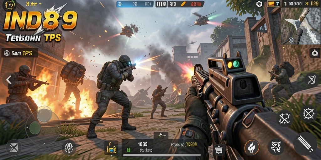 Screenshot gameplay IND89 menampilkan aksi pertempuran seru dalam TPS.