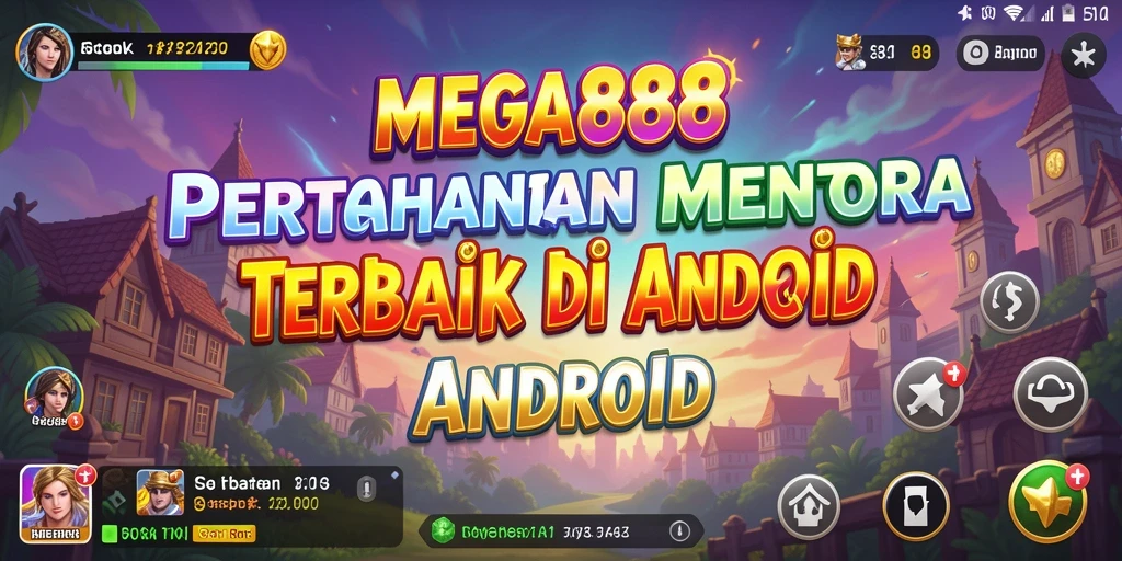 Tampilan gameplay <strong>MEGA888</strong> dengan menara bertahan dari serangan musuh.