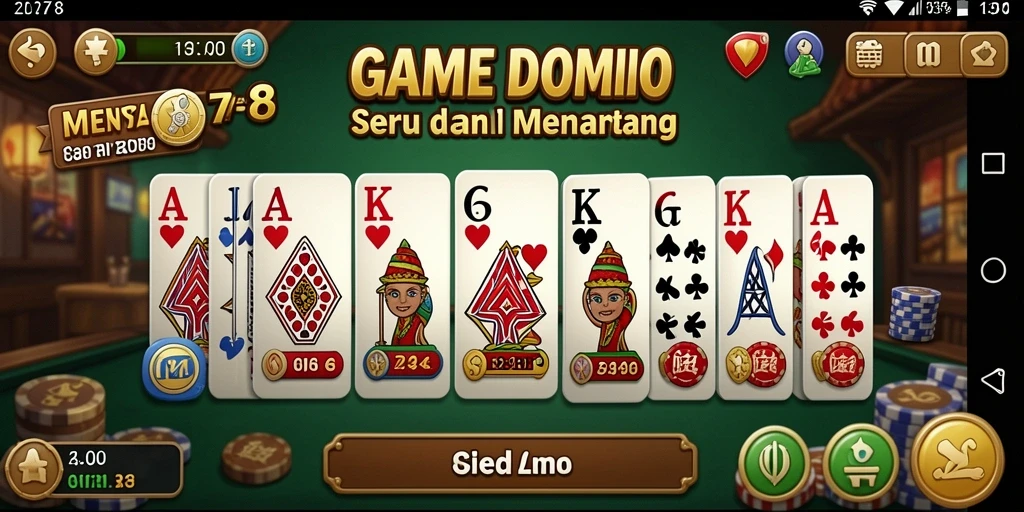 Tampilan gameplay seru dalam MENYALA78, bermain domino bersama teman.