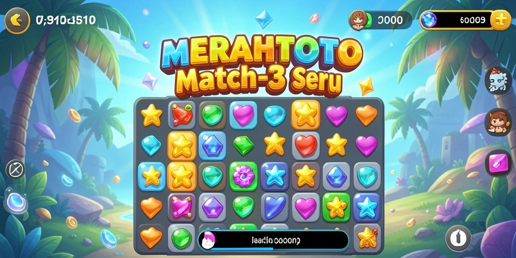 Tampilan gameplay seru dalam permainan Match-3 MERAHTOTO.