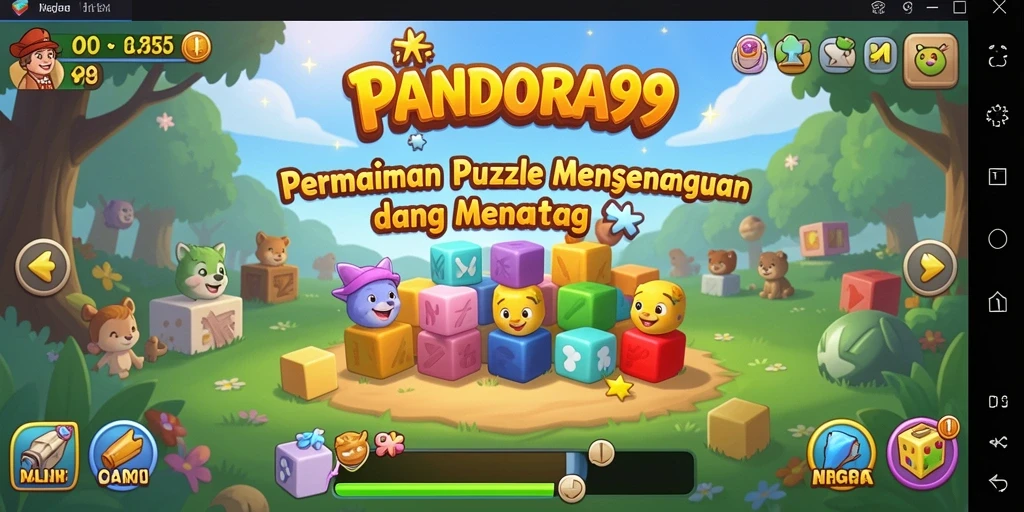 Screenshot gameplay PANDORA99 menampilkan tantangan puzzle menarik.