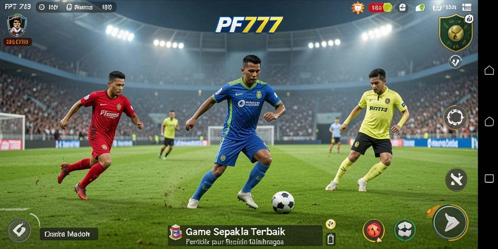 Tampilan gameplay PF777 yang mendebarkan dan realistis di lapangan sepak bola.