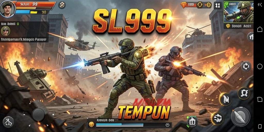 Tangkapan layar gameplay SL999 yang menunjukkan aksi tembak-menembak yang seru.